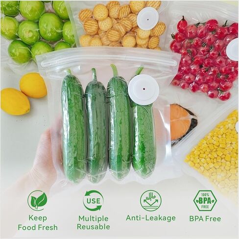 Reusable Vacuum Sealer Bags for Food 30Pcs (S/M/L), BPA-Free Sous Vide Bags for Microwave Heating, Cooking and Freezer Storage, Compatible with Most Handheld Sealers and Vacuum Sealer Machines in Kuwait