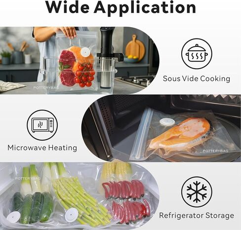 Reusable Vacuum Sealer Bags for Food 30Pcs (S/M/L), BPA-Free Sous Vide Bags for Microwave Heating, Cooking and Freezer Storage, Compatible with Most Handheld Sealers and Vacuum Sealer Machines in Kuwait