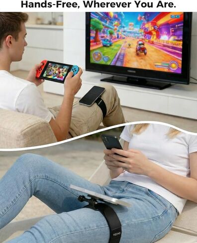 TECHO Magnetic Guitar Phone Holder – Thigh Strap Mount for Reading Tabs, Chords & Lyrics - Hands-Free Musicians Aid for Practice & Recording – Compatible with MagSafe & All Smartphones in Kuwait