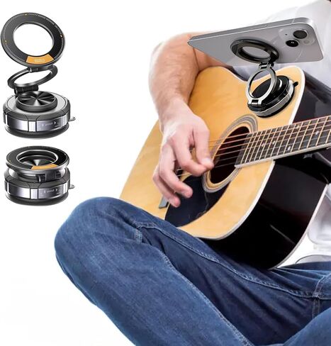 Magnetic Guitar Phone Holder–Hands-Free Guitar Phone Mount with Vacuum Suction–Stable Phone Holder for Guitar Playing– Perfect for Watching Tutorials & Tabs While Playing–Universal Fit, Easy Setup in Saudi Arabia