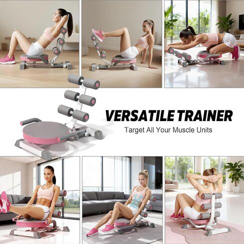 Ab Machine with Auto Rebound, 360° Rotating Seat Ab Trainer for Home Workout, Foldable Sit Up Exercise Equipment for Core Abs Training, Adjustable Home Gym Fitness Equipment in Saudi Arabia