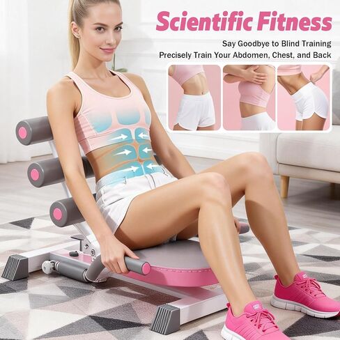 Ab Machine with Auto Rebound, 360° Rotating Seat Ab Trainer for Home Workout, Foldable Sit Up Exercise Equipment for Core Abs Training, Adjustable Home Gym Fitness Equipment in Saudi Arabia