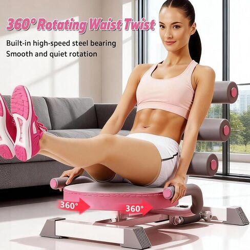 Ab Machine with Auto Rebound, 360° Rotating Seat Ab Trainer for Home Workout, Foldable Sit Up Exercise Equipment for Core Abs Training, Adjustable Home Gym Fitness Equipment in Saudi Arabia