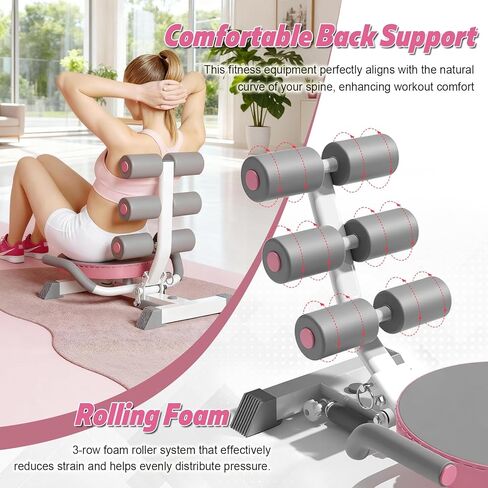 Ab Machine with Auto Rebound, 360° Rotating Seat Ab Trainer for Home Workout, Foldable Sit Up Exercise Equipment for Core Abs Training, Adjustable Home Gym Fitness Equipment in Saudi Arabia
