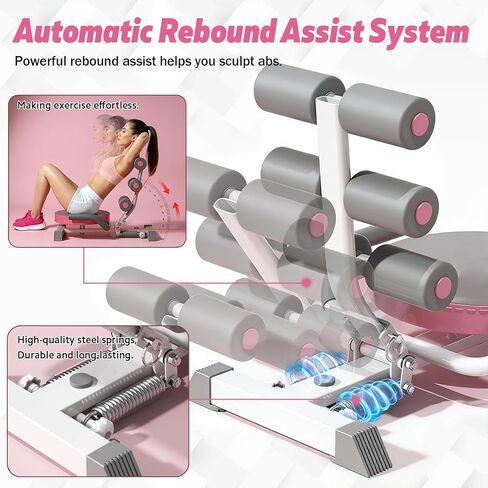 Ab Machine with Auto Rebound, 360° Rotating Seat Ab Trainer for Home Workout, Foldable Sit Up Exercise Equipment for Core Abs Training, Adjustable Home Gym Fitness Equipment in Saudi Arabia