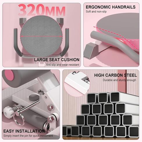 Ab Machine with Auto Rebound, 360° Rotating Seat Ab Trainer for Home Workout, Foldable Sit Up Exercise Equipment for Core Abs Training, Adjustable Home Gym Fitness Equipment in Saudi Arabia