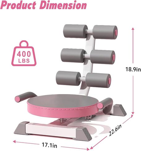 Ab Machine with Auto Rebound, 360° Rotating Seat Ab Trainer for Home Workout, Foldable Sit Up Exercise Equipment for Core Abs Training, Adjustable Home Gym Fitness Equipment in Saudi Arabia