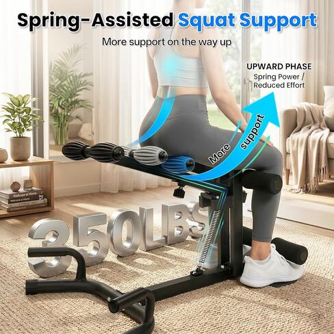 آلة القرفصاء العميقة لصالة الألعاب الرياضية المنزلية، مدرب غلوت مساعد مع مقاومة قابلة للتعديل، آلة مساعدة القرفصاء للنساء والرجال، معدات تمرين غلوتيس وعضلات البطن، سعة 350 رطل in Kuwait