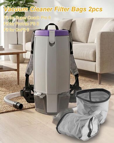 Vacuum Cleaner Filter Bags Fit for ProTeam Super Coach Pro 6 GoFree Flex Pro II ProVac FS 6 GoFit 6 GoFIt 6 PLUS Backpack Vacuum Cleaner Replace 834072, 2PCS in Kuwait