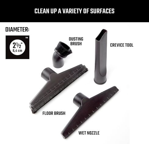 CRAFTSMAN CMXZVBE38802 2-1/2 بوصة. مجموعة ملحقات مكنسة كهربائية رطبة وجافة، ملحقات مكنسة كهربائية من الدرجة الصناعية لتنظيف منزلك، تناسب 2-1/2 بوصة. أقطار خرطوم in Kuwait