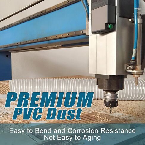 PVC Dust Collection Hose 3" x 10', Flexible Dust Collector Hose, Puncture Resistant Carbon Steel Wire Coil for Workshops, Woodworking, Industrial Vacuums in Kuwait