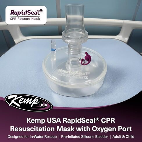Kemp USA RapidSeal® CPR Resuscitation Mask with Oxygen Port for In-Water Rescue, Pre-Inflated Silicone Bladder, Adult & Child, (AKA “The Blob") in Saudi Arabia