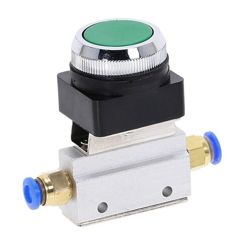 Mechanical Valve MOV-03B 1/8" Thread 2 Position 3 Way Red Green Flat Push Button Momentary Pneumatic Valve(Royal Blue) in Kuwait