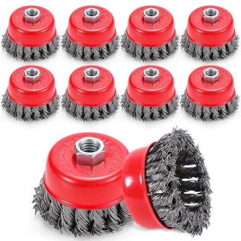 10 Pack 4 Inch Wire Wheels for Angle Grinder, Twist Knotted Wire Wheel Brush for 4 1/2 Angle Grinder, Carbon Steel Wire Brush with 5/8" Thread Arbor for Heavy-Duty Removing Rust, Polishing in Saudi Arabia