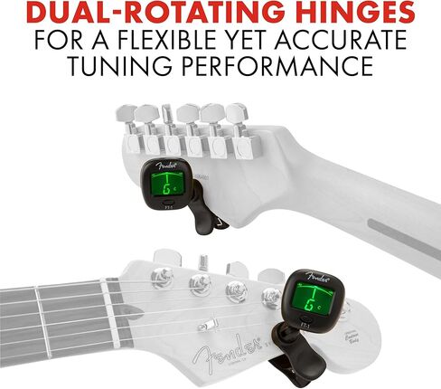 Fender FT-1 Professional Guitar Tuner Clip On, Guitar Accessories, with 1-Year Warranty, Full-Range Chromatic Guitar Tuner with Dual-Rotating Hinges, A4 Calibration in Saudi Arabia