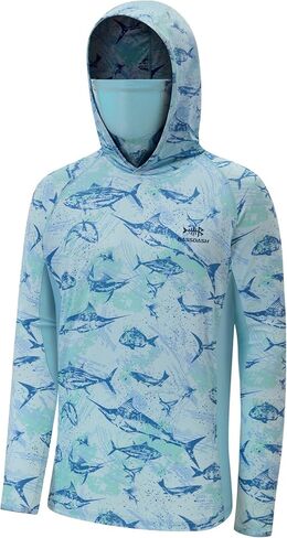 BASSDASH UPF 50+ Men’s Fishing Hoodie Shirts with Mask Camo UV Long Sleeve Moisture Wicking FS53M in Saudi Arabia