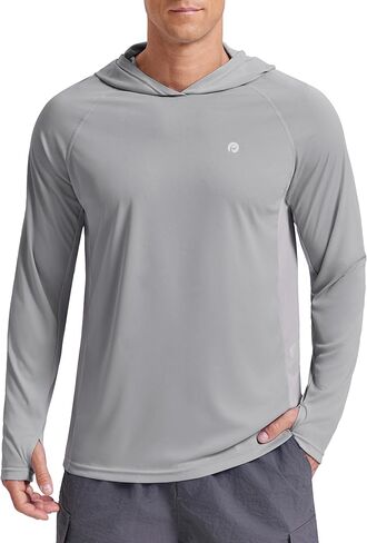 PINSPARK Men's Sun Shirts UPF 50+ Fishing Hoodie Long Sleeve UV Protection Shirts Outdoor Hiking Swimming Running Rash Guard in Kuwait