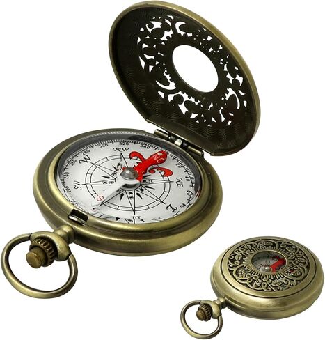 Vintage Brass Pocket Compass - Waterproof Survival Tool for Outdoor Adventures, Retro Scout Gift with Keychain for Hiking, Camping & Emergency Prep in Kuwait