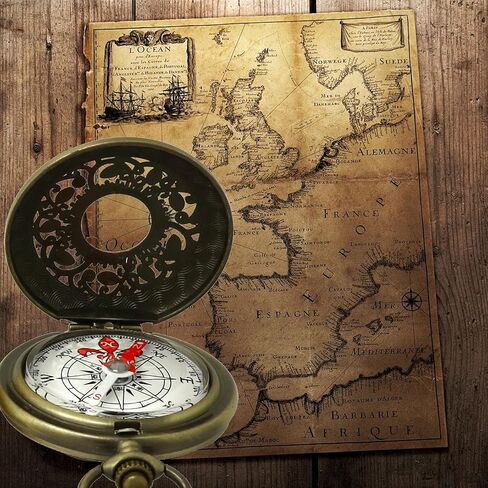 Vintage Brass Pocket Compass - Waterproof Survival Tool for Outdoor Adventures, Retro Scout Gift with Keychain for Hiking, Camping & Emergency Prep in Kuwait