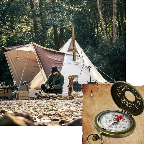 Vintage Brass Pocket Compass - Waterproof Survival Tool for Outdoor Adventures, Retro Scout Gift with Keychain for Hiking, Camping & Emergency Prep in Kuwait