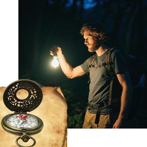 Vintage Brass Pocket Compass - Waterproof Survival Tool for Outdoor Adventures, Retro Scout Gift with Keychain for Hiking, Camping & Emergency Prep in Kuwait