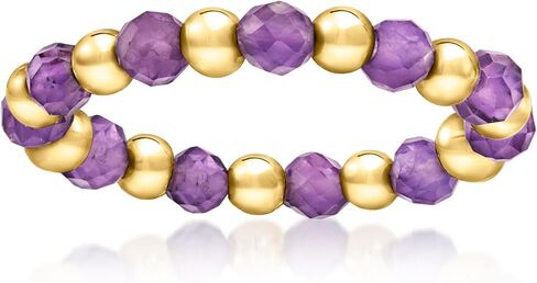Pure Collection by Ross-Simons 0.90 ct. t.w. Amethyst Bead Stretch Ring With 14kt Yellow Gold in Saudi Arabia