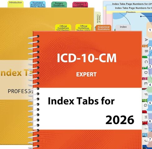 علامات تبويب الفهرس لـ ICD-10-CM 2024 إصدار AAPC ، علامات تبويب الكتب الكاملة مع الفراغات ، المرجعية ، مغلفة بالألوان مع دليل محاذاة وأرقام الصفحات (كتاب غير مدرج) in Kuwait