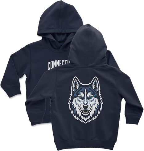 Cool Husky Mascot Basketball Spirit Graphic Toddler Hooded Sweatshirt in Saudi Arabia