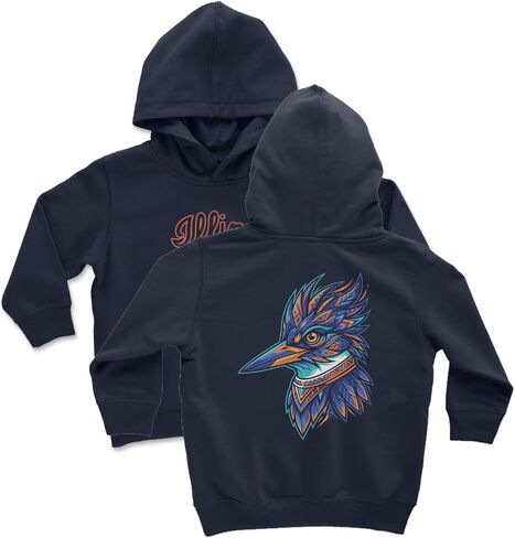 سويت شيرت بقلنسوة من Cool Bird Mascot Fierce Basketball Spirit Graphic للأطفال الصغار in Saudi Arabia