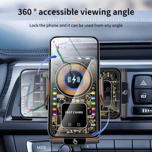 شاحن السيارات اللاسلكي والهاتف - 15W حامل تنفيس هواء التلقائي التلقائي لـ iPhone 16/15/14 ، Samsung Galaxy S24/S23/S22 ، إلخ ， 66W طاقة عالية مع محول الشفط المغناطيسي (2025 طراز ، أسود) in Kuwait