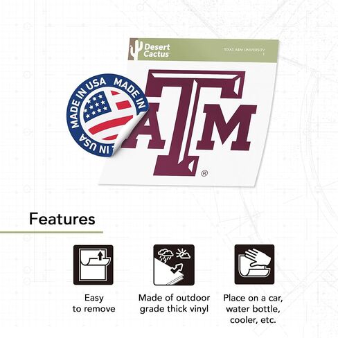 ملصق جامعة Desert Cactus Texas A&M Aggies TAMU ملصق من الفينيل لزجاجة مياه للكمبيوتر المحمول ودفتر قصاصات السيارة (IND 1) in Kuwait