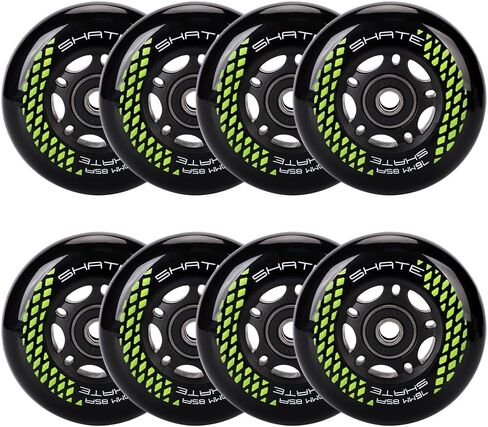 8 عبوات من عجلات التزلج المضمنة 72 مم، 76 مم، 80 مم - محمل ABEC9 - 85A Durometer PU - متوافق مع Rollerblade، Roller Derby، K2 Skate in Kuwait