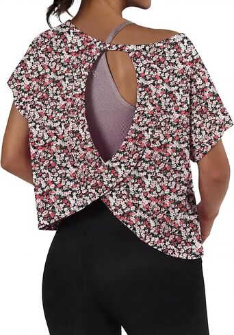 Grecerelle Women's Open Back Prockout Tops Tops Looflistic Dortic Tertics محصول غير رسمي تشغيل Tee Y2K Yoga in Kuwait