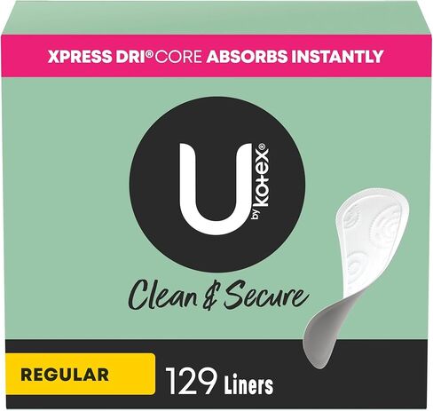 U by Kotex Clean & Secure Daily Liners, Regular, 129 Count - 4 Pack (516 Total in Kuwait