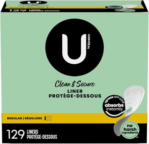 U by Kotex Clean & Secure Daily Liners, Regular, 129 Count - 4 Pack (516 Total in Kuwait