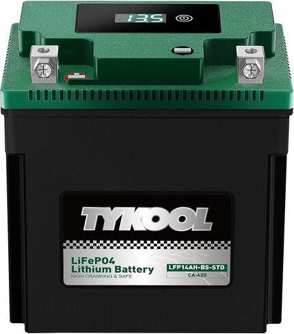YTX14AHL-BS-STD LiFePO4 Lithium Motorcycle Battery,12.8V 7Ah,420CCA,Digital Readout,Powersports Battery, Fits for Motorcycle,ATV,Snowmobile,PWC. 2X Cranking Amps,5X Longer Life.Fast Charging in Kuwait