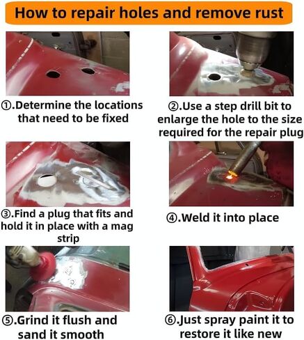 38-Pc Pro Steel Hole Plug Welding Kit | 36 Plugs in 0.75", 1.00", 1.375" Sizes | with Magnetic Holder & Drill Bit for Auto Body & Metal Repair in Kuwait