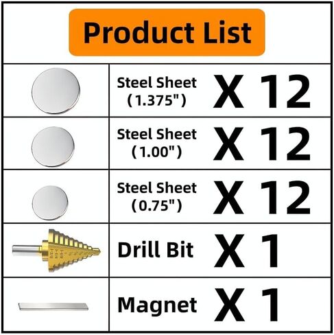 38-Pc Pro Steel Hole Plug Welding Kit | 36 Plugs in 0.75", 1.00", 1.375" Sizes | with Magnetic Holder & Drill Bit for Auto Body & Metal Repair in Kuwait