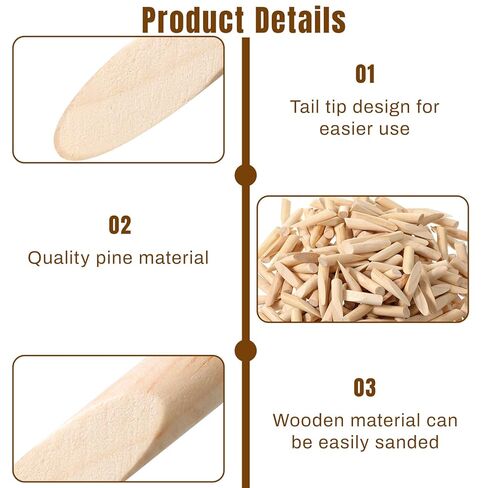 SHENLIU 300 Pack Solid Wood Pocket Hole Plugs, Pocket Hole Jig Wooden Plugs, Pine for Pockets Hole Jig Woodworking Tool, Pine Wood Plug for Holes Jig Accessories in Kuwait