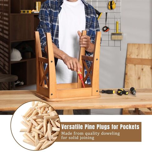 SHENLIU 300 Pack Solid Wood Pocket Hole Plugs, Pocket Hole Jig Wooden Plugs, Pine for Pockets Hole Jig Woodworking Tool, Pine Wood Plug for Holes Jig Accessories in Kuwait