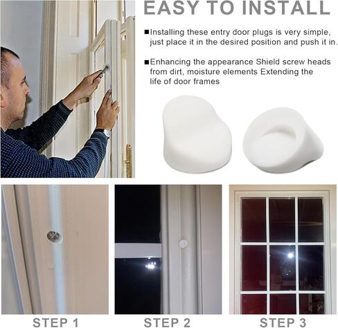 50 Pcs Entry Doors Frame Plugs Diameter 5/16" x 1/4" Compatible with ODL/Western Reflection Frame, Door Window Screw Hole Plugs,Entry Door Plugs Screw Hole Plugs-White in Kuwait