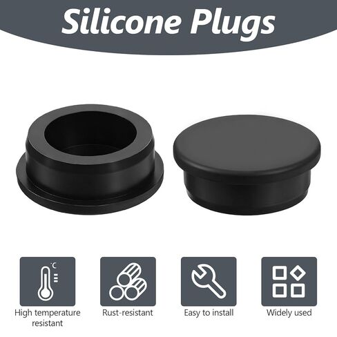 6 PCS Rubber Plugs for Round Holes, 39.3mm 1-1/2 Inch Black Round Silicone Plug, T-Shaped Snap in Plug Hole Seal Cover Rubber Stoppers Plugs Waterproof for Kitchen Rubbers Bulkheads Bottles in Kuwait