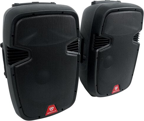 Rockville RAMSYS12 Pair 12" Battery Powered Pro Bluetooth DJ PA Speakers + 2 Mics for Backyard Movie Theater in Saudi Arabia