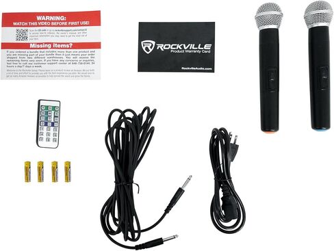 Rockville RAMSYS12 Pair 12" Battery Powered Pro Bluetooth DJ PA Speakers + 2 Mics for Backyard Movie Theater in Saudi Arabia