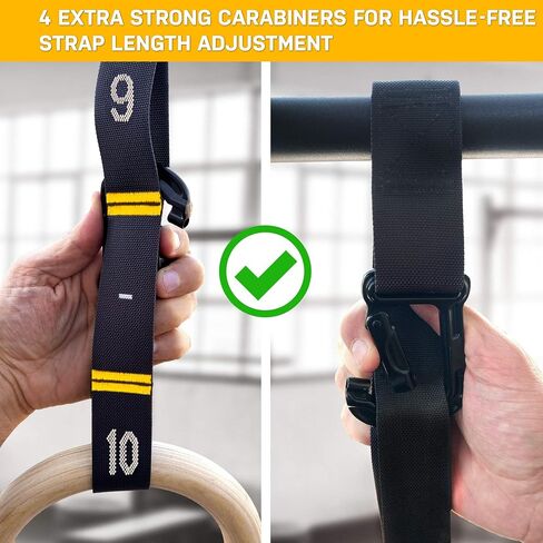 حلقات الجمباز ذات الدائرة المزدوجة مع أشرطة مرقمة سريعة الضبط ودليل مقاطع فيديو للتمرين - حلقات رياضية لكامل الجسم - حلقات تمارين رياضية حلقات خشبية 1.25 بوصة (لمسة نهائية من زيت الشمع) in Kuwait