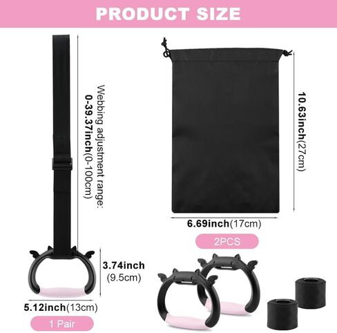 حلقات الجمباز، حلقات سحب مع حزام قابل للتعديل، حلقة تدريب القوة لقضيب السحب في الأماكن المغلقة والخارجية للتمرين المنزلي وتدريبات اللياقة البدنية - تحمل حمل 550 رطل in Kuwait