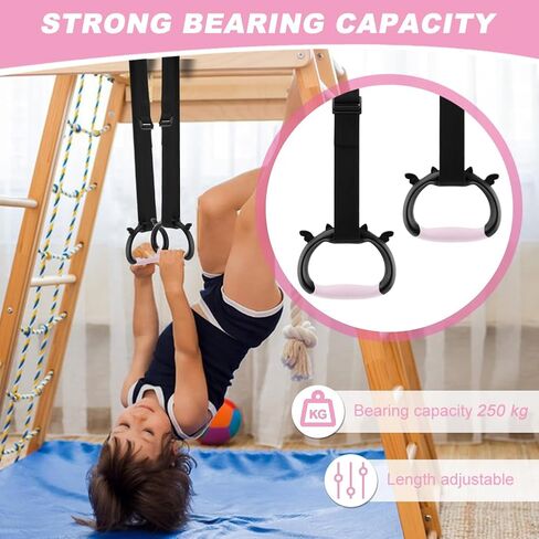 حلقات الجمباز، حلقات سحب مع حزام قابل للتعديل، حلقة تدريب القوة لقضيب السحب في الأماكن المغلقة والخارجية للتمرين المنزلي وتدريبات اللياقة البدنية - تحمل حمل 550 رطل in Kuwait