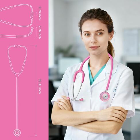 Scian 30G-PK Stethoscope - High-Fidelity Acoustics, Lightweight Aluminum, Satin Tube for Pediatrics & Nursing - Nurse Essentials in Pink in Saudi Arabia