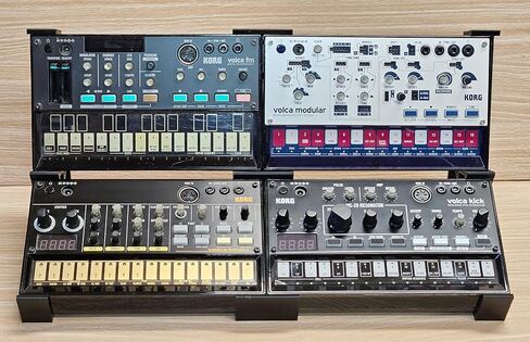 2 Tier Black Desktop Stand Holds 4 Korg Volca Beats Bass FM Keys Nubass Loop Sample Synthesizer Mixer Drum Rhythm Machine Sampler in Kuwait