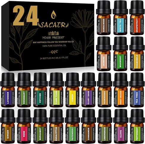 SACATR 36 Pcs Natural Essential Oil Sets,Essential Oils for Diffuser, Humidifiers, Skin Care, Massage, Fragrance Oil Scent for DIY Candle and Soap Making, Gift for Friends (36 * 5ML) in Saudi Arabia